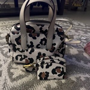 Animal print fossil mini satchel… (3 piece Set)